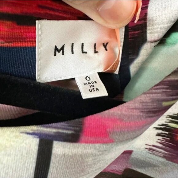Milly Sheath Dress Cubist Print Midi Multicolor sz 0 - Picture 8 of 8